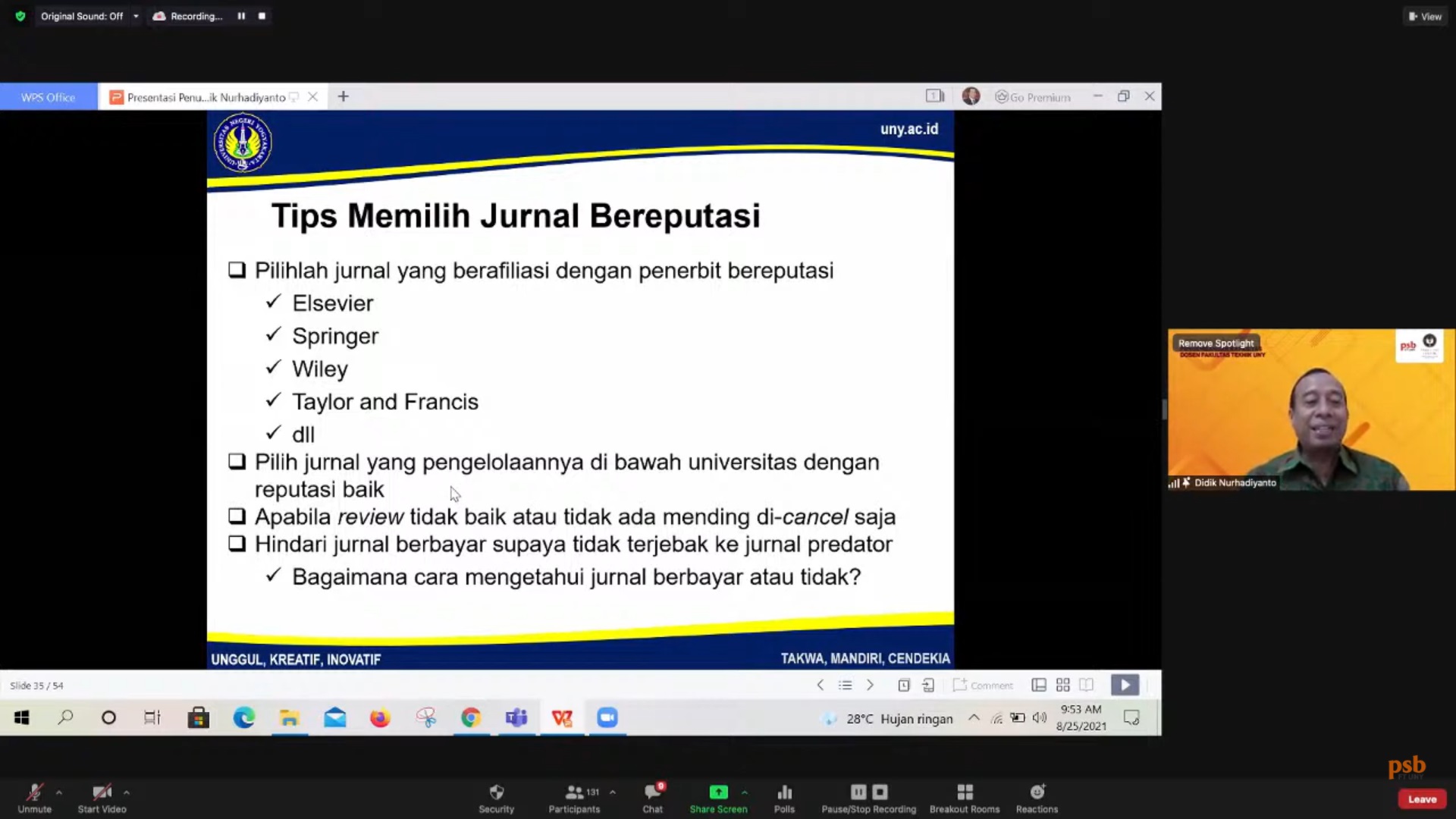 Strategi Penulisan Artikel Jurnal Dan Publikasi Universitas Negeri